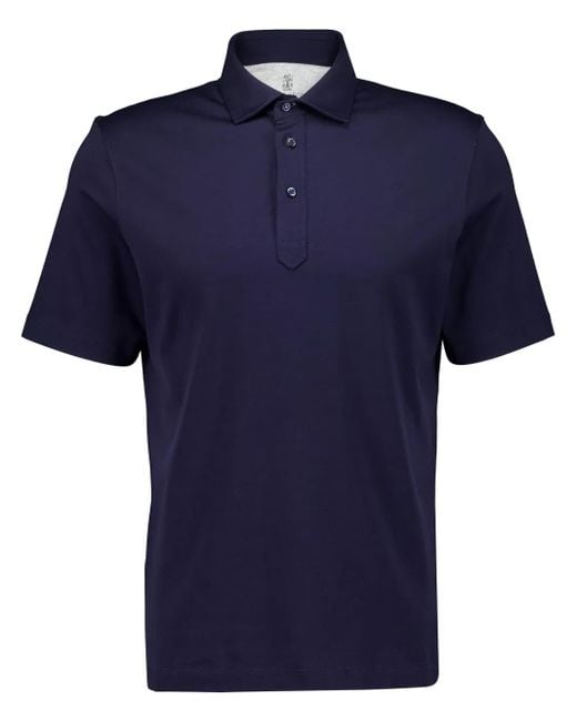 Polo A Maniche Corte di Brunello Cucinelli in Blue da Uomo