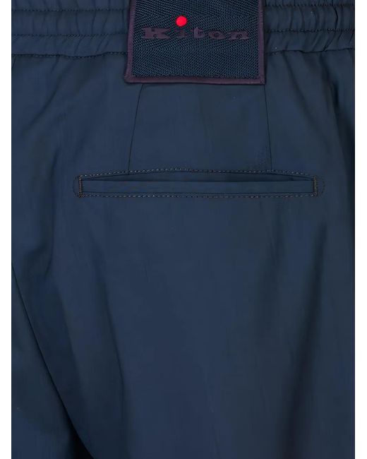 Kiton Blue Pantalon Plissé À Taille Élastiquée for men