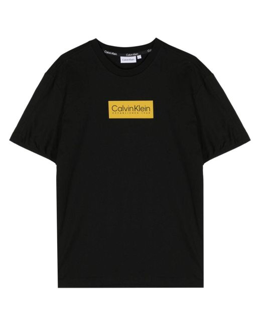 T-shirt en coton à détail de logo Calvin Klein pour homme en coloris Black