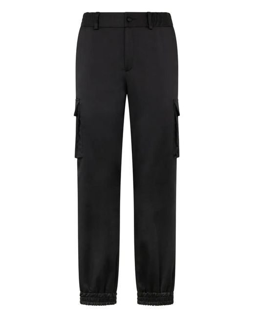 Philipp Plein Black Satin Drawstring-Waist Trousers