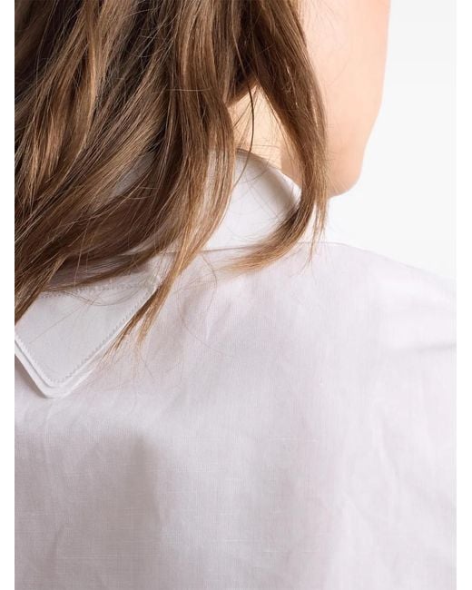 Prada White Short-Sleeved Linen Muslin Shirt