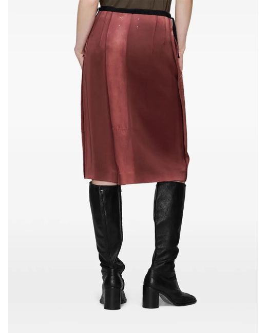 Maison Margiela Red Satin Midi Skirt