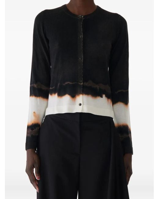 Jason Wu Black Ombre Difussed Stripe Wool Cardigan