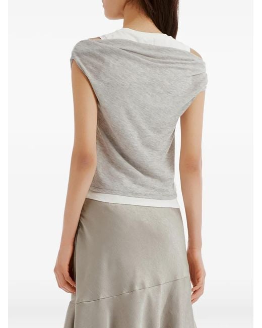 B+ AB Gray Layered Off-Shoulder Tank Top