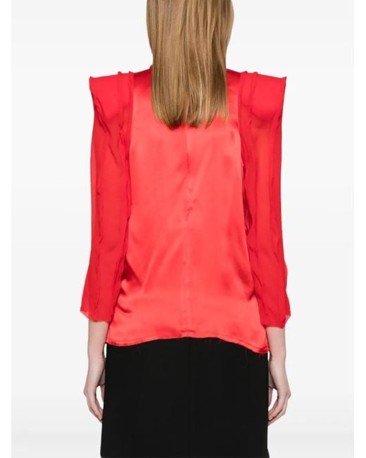 Balmain パデッドショルダー ブラウス Red