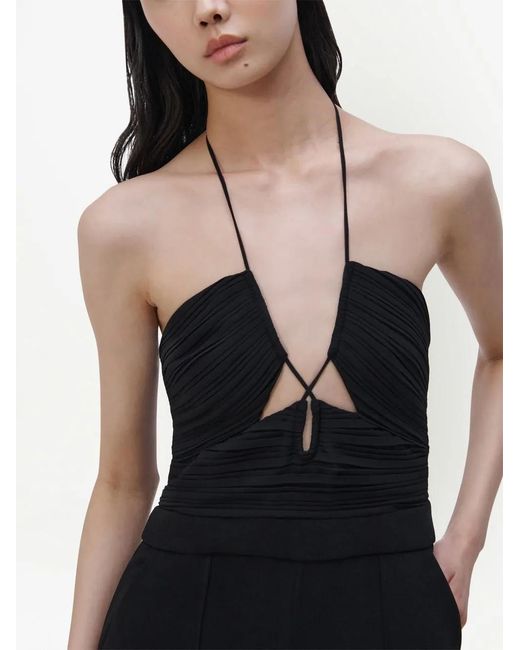 Jonathan Simkhai Black Gala Plissé-Detail Jumpsuit