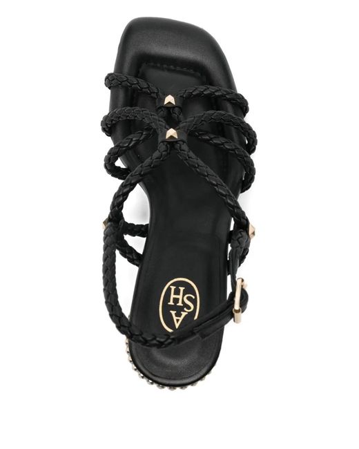 Ash Black 60Mm Braided Block Heel Sandals