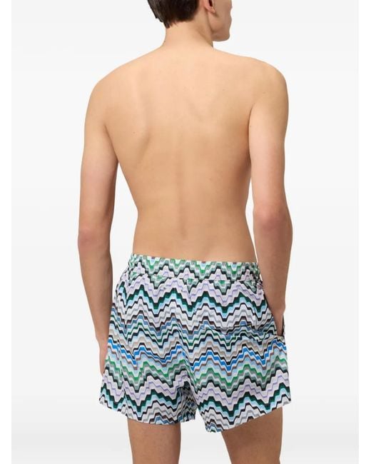 Missoni Blue Zigzag-Print Swim Shorts for men