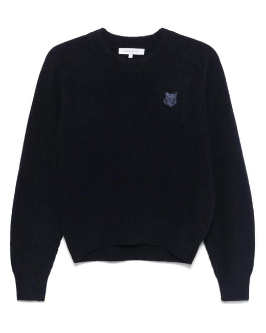 Maison Kitsuné Sweater Met Vossenkop Patch in het Blue