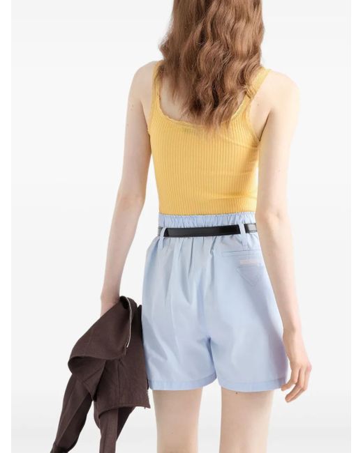 Prada Yellow Cotton Ribbed Tank Top