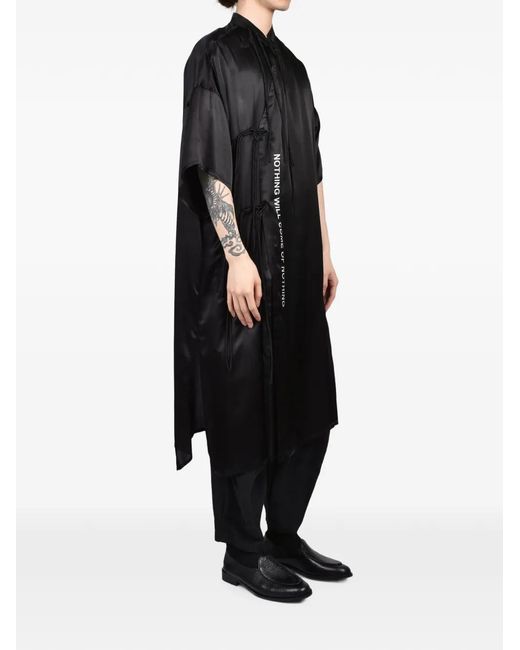 Yohji Yamamoto Black Fringe-Detail Slogan-Print Shirt for men