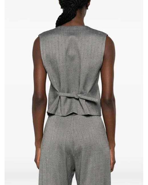 Maje Gray Striped Buttoned Waistcoat