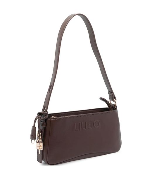 Liu Jo Brown Logo-Embossed Zip-Top Shoulder Bag