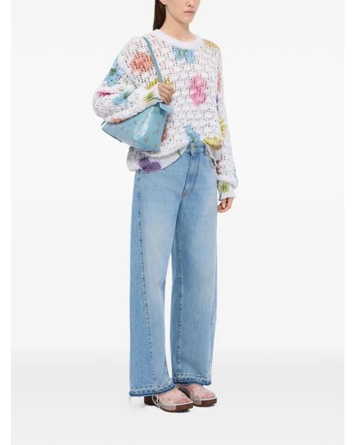 MSGM White Pull À Fleurs