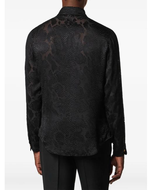 Versace Black Snakeskin-Pattern Shirt for men
