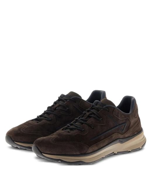 Herno Black Panelled Suede Sneakers for men
