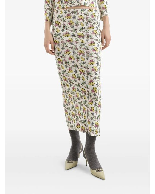 Dolce & Gabbana Metallic Floral-Print Pencil Skirt