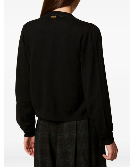 Twinset Black Crew-Neck Cardigan