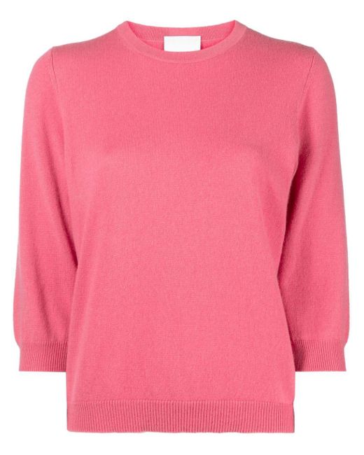 Allude Pink Half-sleeve Cashmere Jumper