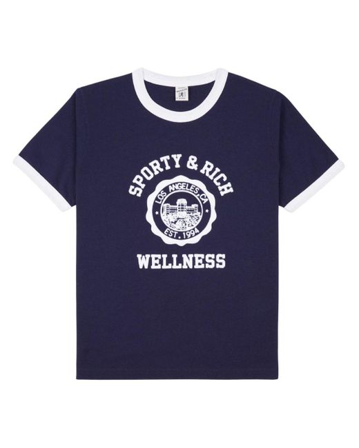 Sporty & Rich T-shirt Met Print in het Blue