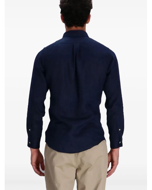 Polo Ralph Lauren Blue Custom-Fit Linen Shirt for men