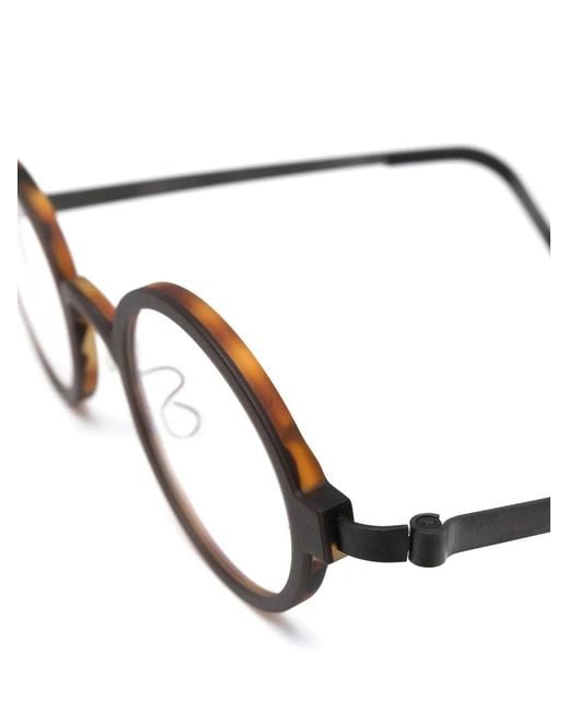 Lindberg Black Tortoiseshell-Effect Round-Frame Glasses