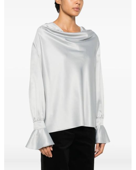 Pinko White Filipa Blouse With Cowl Neck