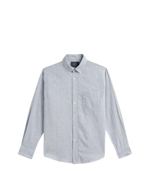 Portuguese Flannel Blue Granular Chest-Pocket Shirt for men
