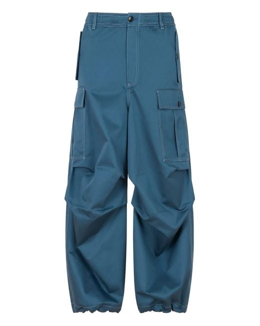 Marni Blue Water-Repellent Gabardine Workwear Pants for men