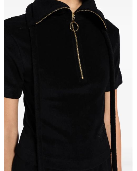Patou Black Half-Zip Terrycloth Polo Shirt