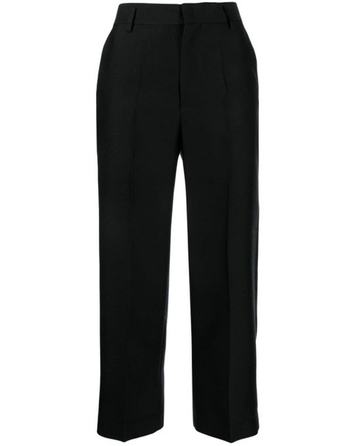 JNBY Black Cropped Wool-silk Trousers