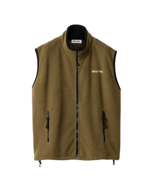 Miu Miu Green Fleece Zipper Vest