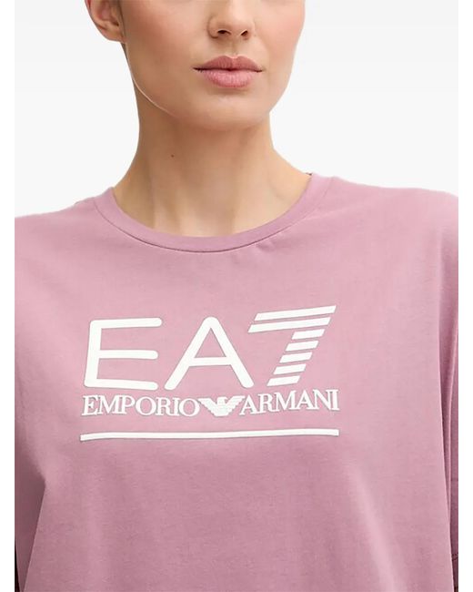 EA7 Pink Logo-Print T-Shirt