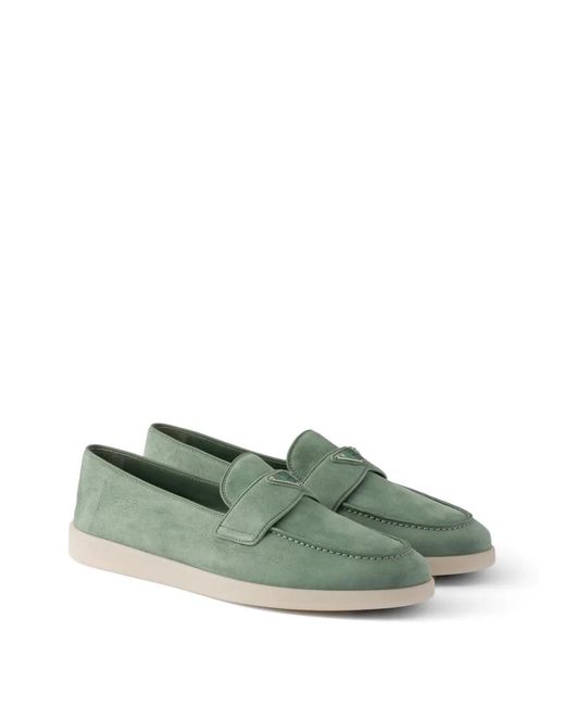 Prada Green Suede Loafers for men