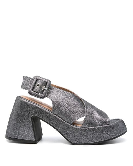 Ganni Gray 95mm Glitter Sandals