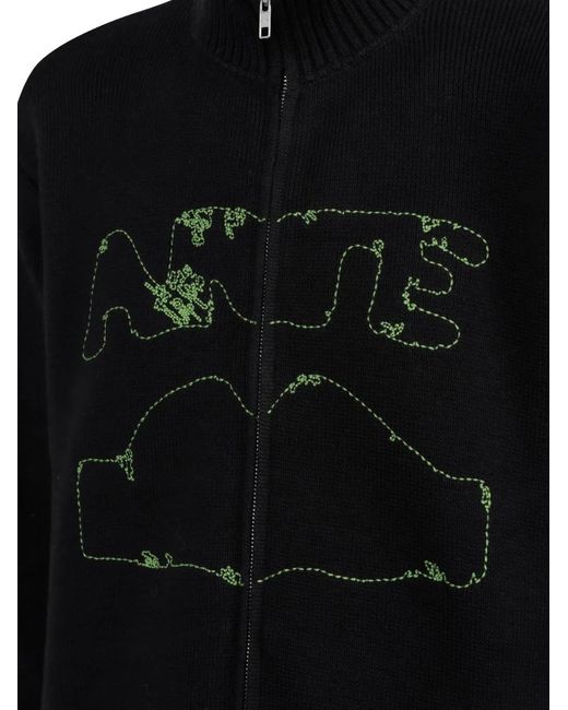 Arte' Black Logo-Embroidered Cardigan for men