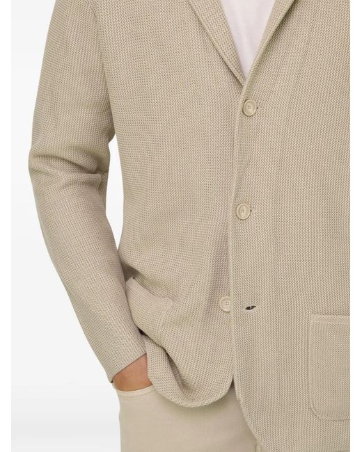 Boggi White Single-Breasted Knitted Jacket for men