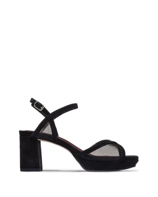 Bernardo Black Celeste Mesh-Panel Sandals