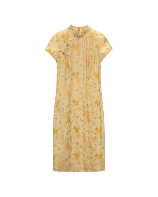 Shanghai Tang Metallic Tang Qipao Midi Dress