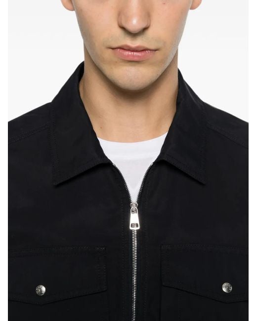 Moncler Blue Zip-Up Short-Sleeve Overshirt for men