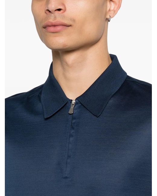 Gran Sasso Blue Half-Zip Polo Shirt for men