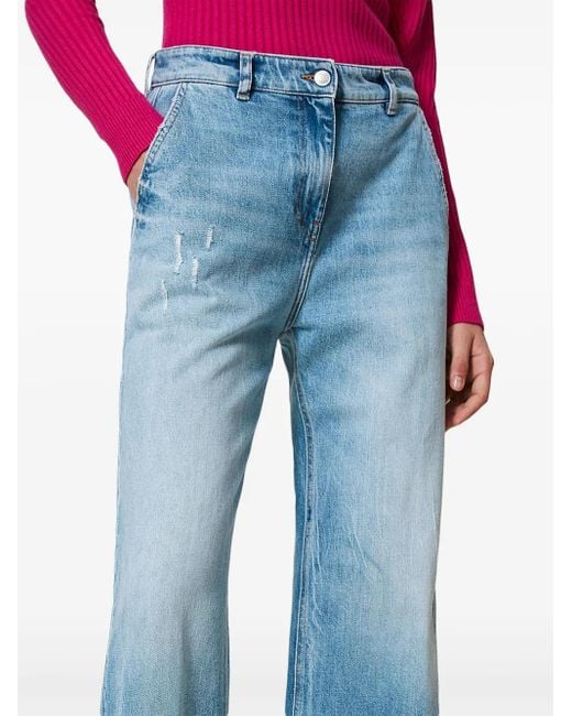 Twinset Blue Seam-Detail Wide-Leg Jeans