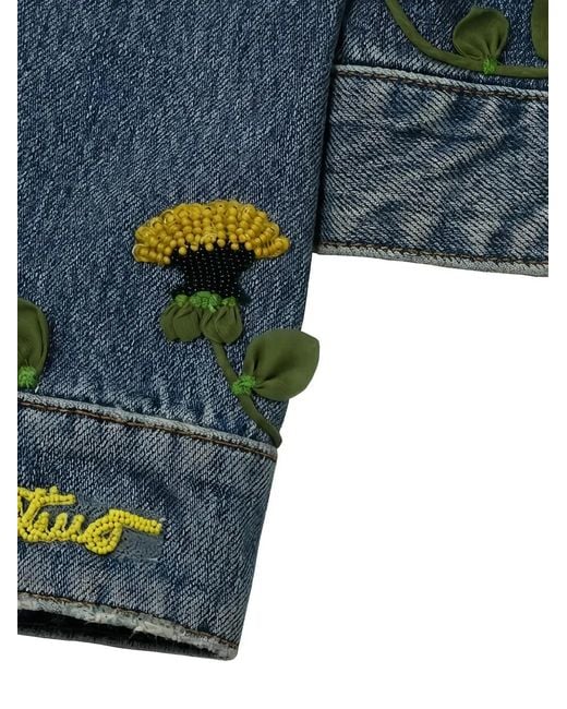 Valentino Garavani Blue Flower-Embroidered Denim Jacket