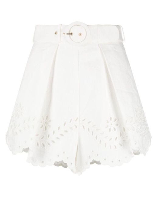 Pantalones cortos Junie con bordado floral Zimmermann de color White