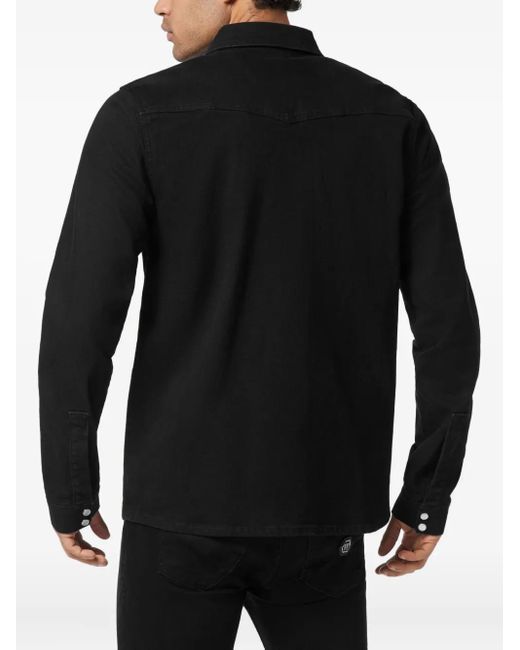Philipp Plein Jeanshemd Mit Logo-Schild in Black für Herren