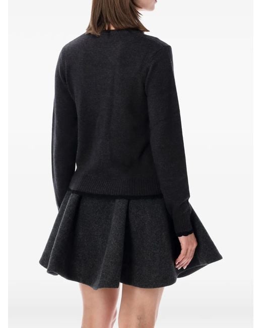 Ganni Black Logo-Patch Crew-Neck Sweater