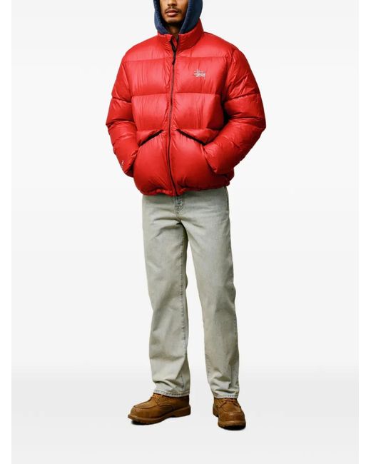 Stussy Red Doudoune À Bande Logo