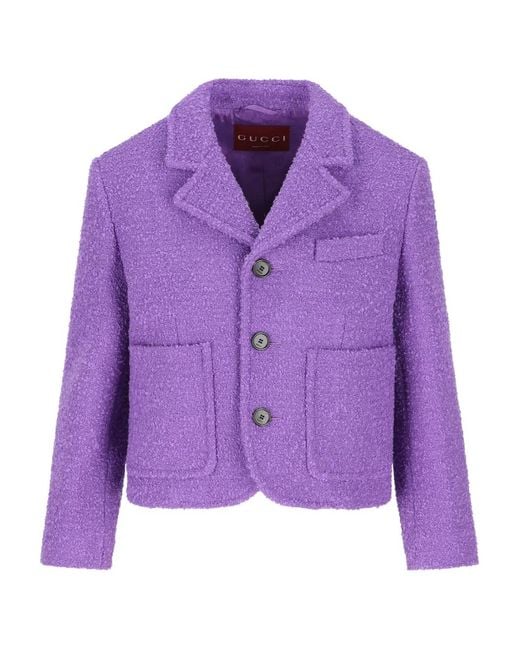 Gucci Purple Bouclé Patch-Pockets Jacket