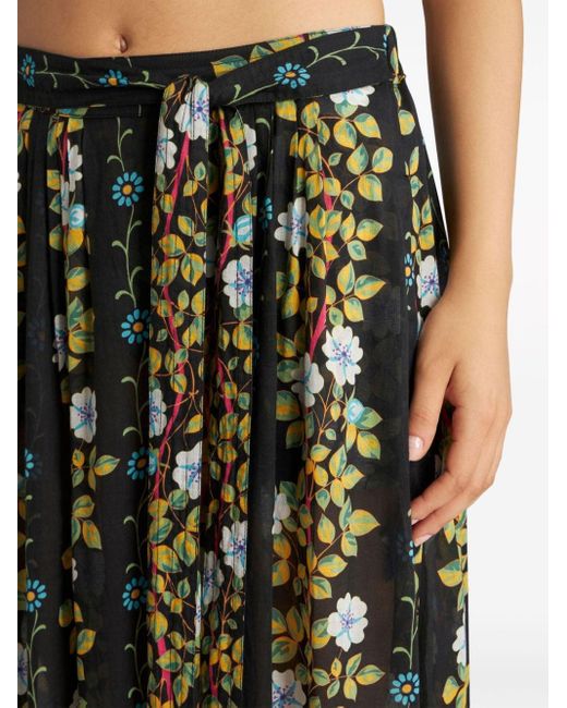 Etro Green Floral-print Cotton Maxi Skirt