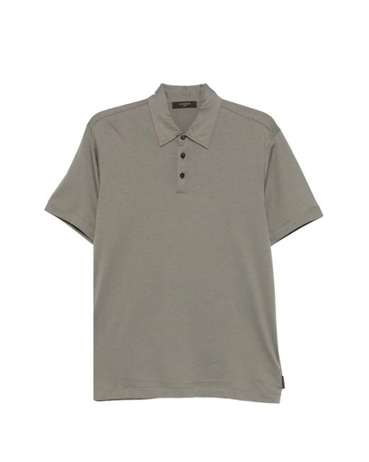 Zanone Gray Buttoned Polo Shirt for men